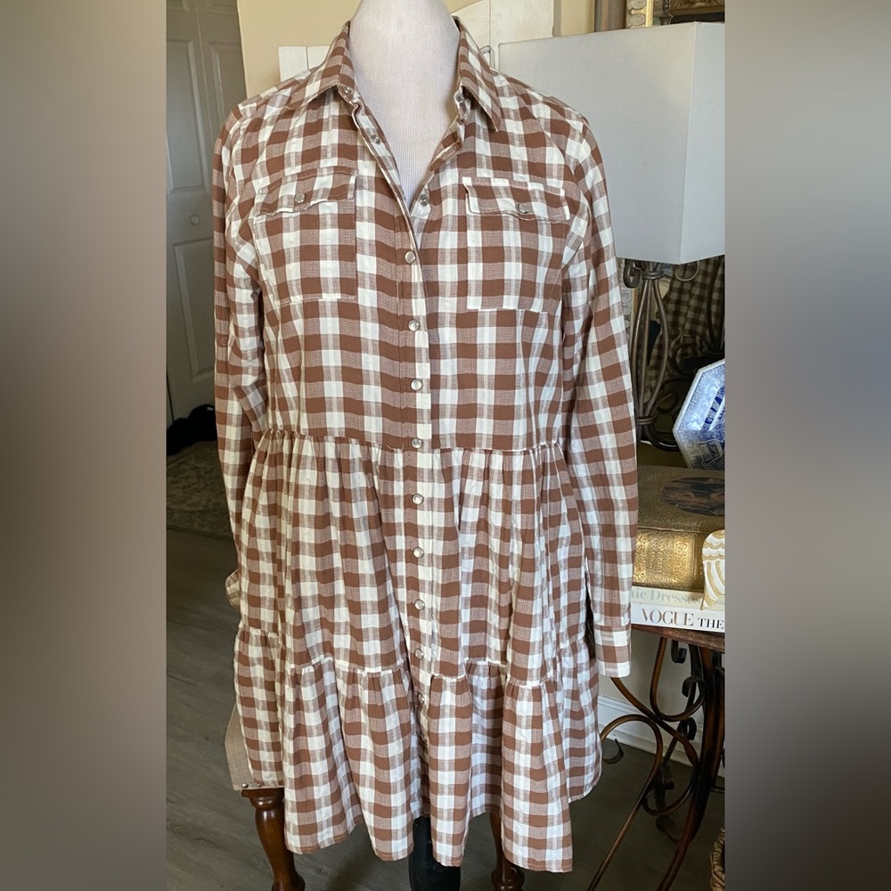 Sale/ The Shirt Check tiered dress L